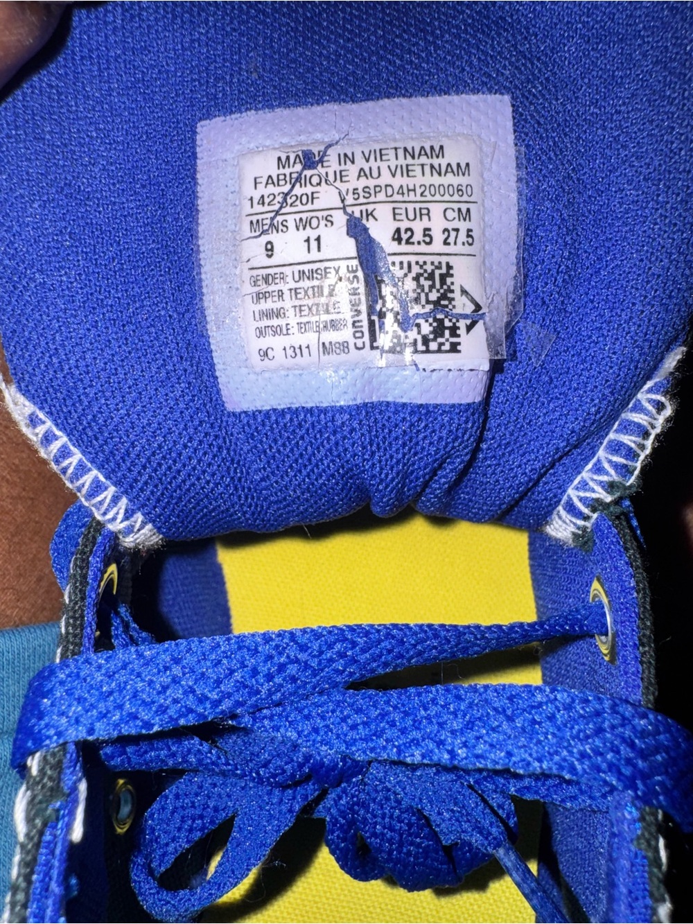 Converse Low Top Sneakers in Black, Royal Blue & Yellow - Picture 9 of 9